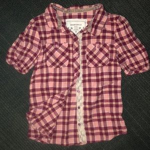 Girls Short Sleeve Flannel Shirt